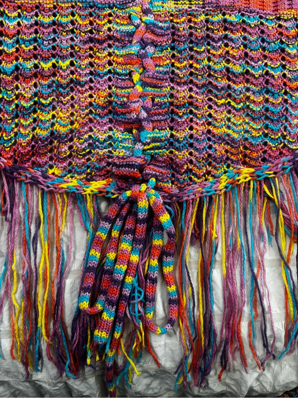 BNWT Multicolor Knit Fringe Button-Up Top - Picture 6 of 7